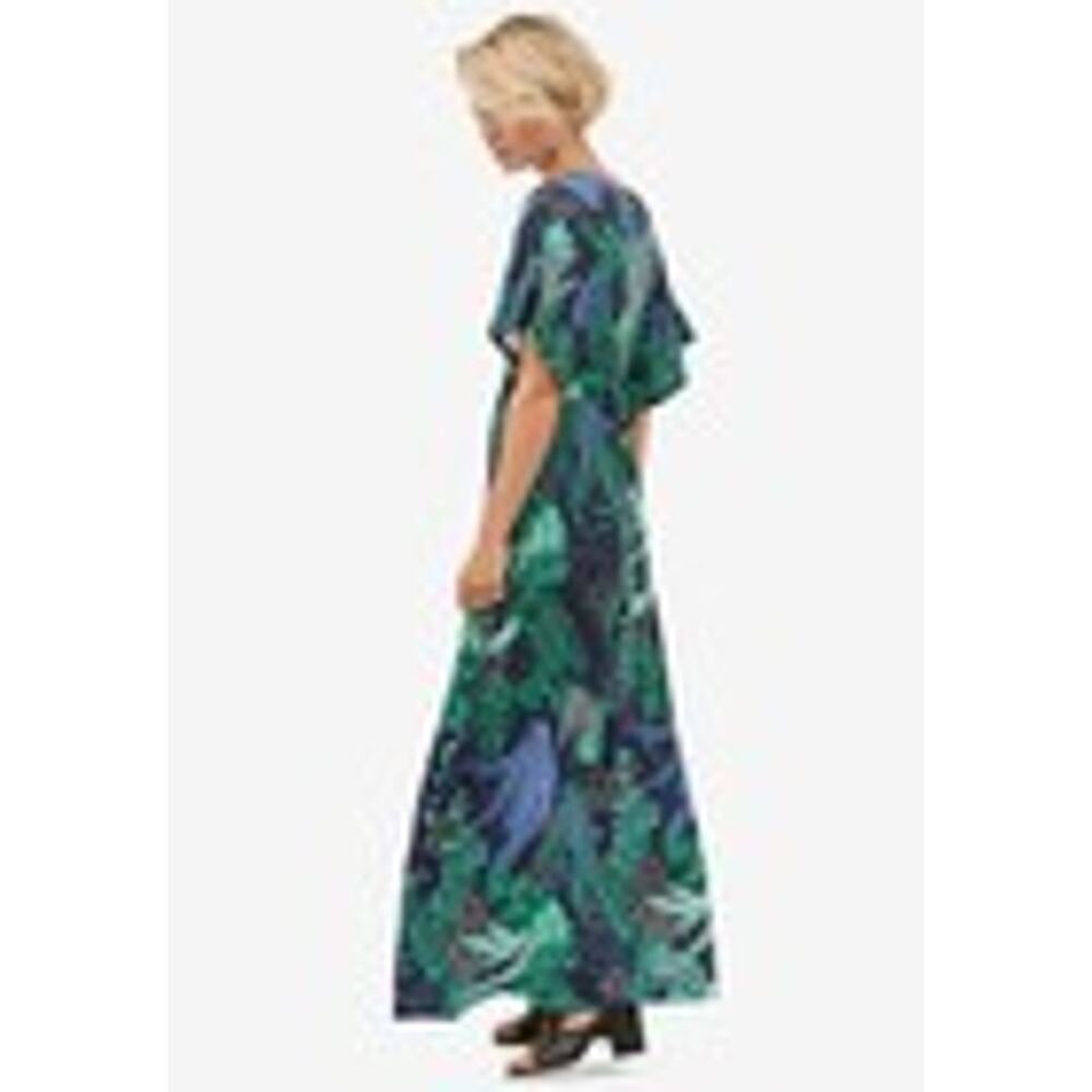 Ellos Green and Blue Tropical Maxi Dress - Size 1X - 22/24 - Picture 2 of 7